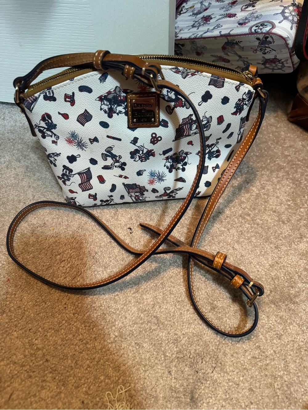 Dooney & Bourke White Red and Blue Patriotic Mickey Cosmetic Bag - Picture 6 of 10